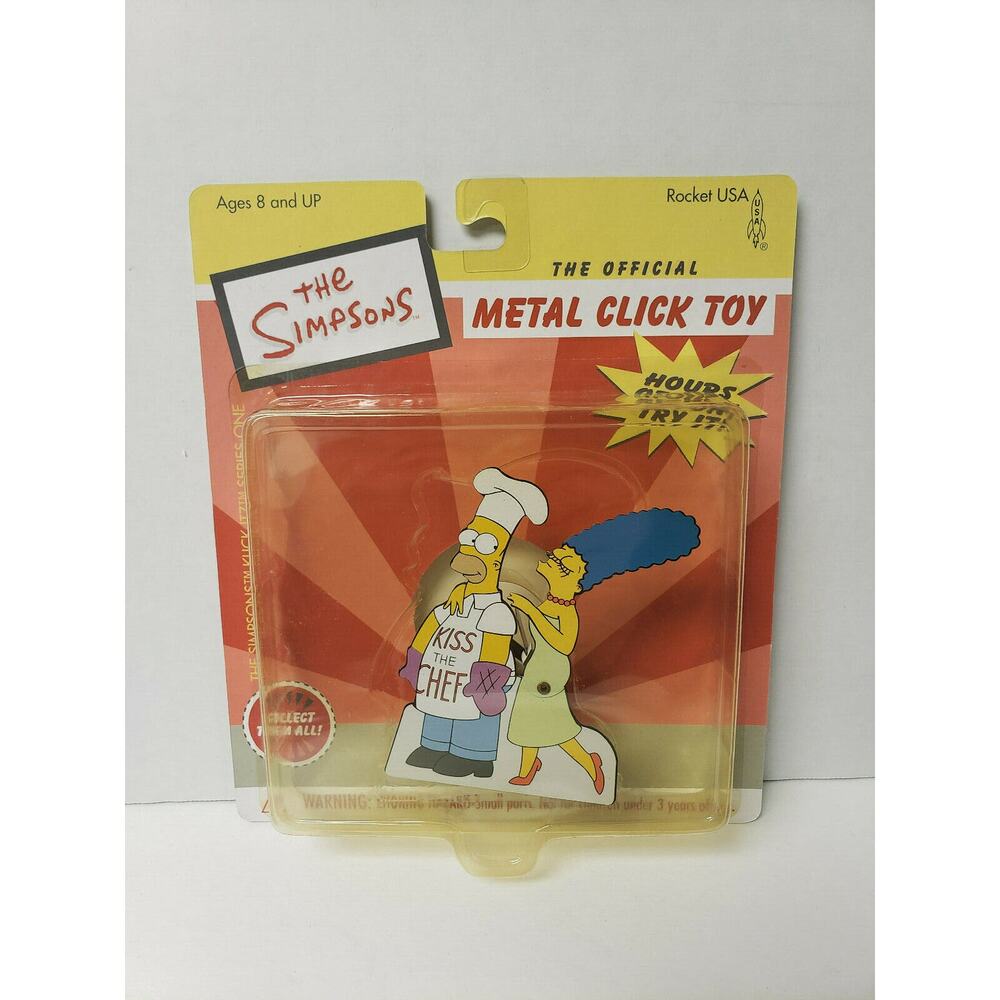 SIMPSONS KLICK-ITZ Metal‎ Click Toy "Kiss the Chef Marge & Homer" HTF NIB U41